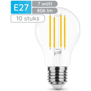Modee E27 LED Lamp 7W - 806lm - 4000K - Neutraal Wit - LED Filament Globe A60 - Vervangt 60W Halogeen Gloeilamp - 10 stuks