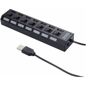 Gembird USB Splitter 7 poorten - USB Hub 2.0 met voeding - Zwart