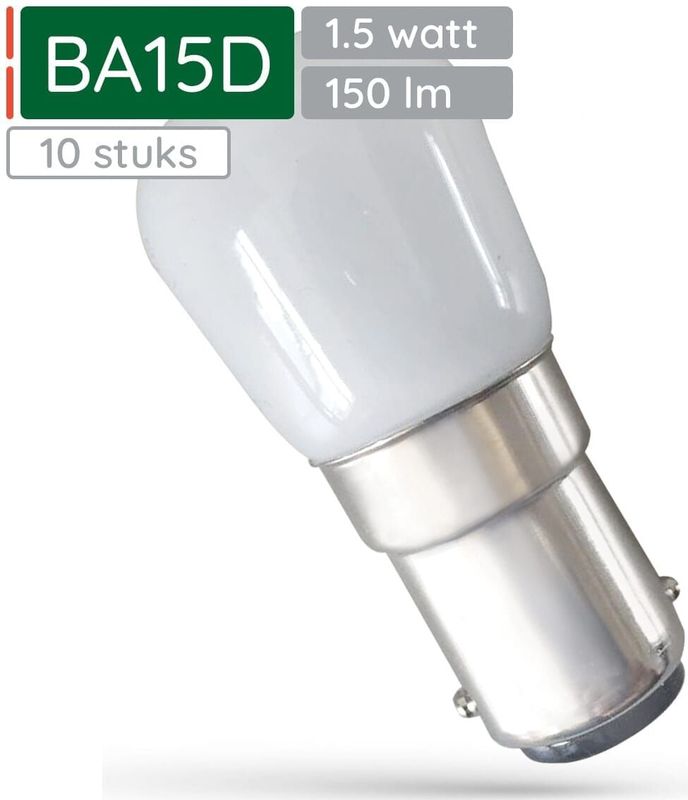 Spectrum LED Miniatuur Lamp Ba15d 1.5W - 230V - 150 Lumen - 4000K Neutraal Wit - Natuurlijk Licht - Energiezuinig - 10 stuks