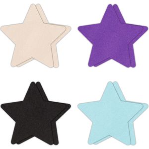 Pretty Pasties - Star I 4-paar tepelstickers - Zwart/paars/blauw