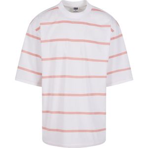 Urban Classics - Oversized Sleeve Modern Stripe Dames T-shirt - Wit Roze