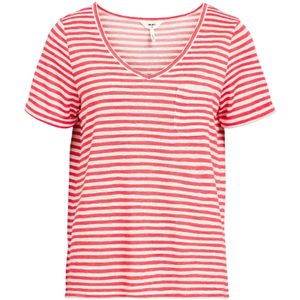 OBJECT Gestreept T-shirt OBJTESSI Rood/ Ecru