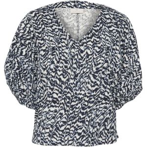 Kaffe Blouse 'Ruffalo' navy / wit