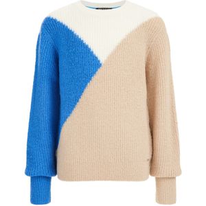 WE Fashion Trui Beige/Blauw/Wit