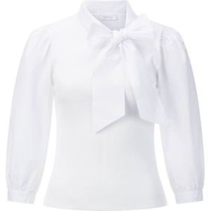Blouse - Wit - Ronde Hals - Lange Mouwen - Zonder Capuchon