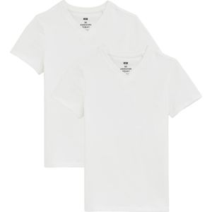 WE Fashion Jongens basic T-shirt met V-hals 2-pack