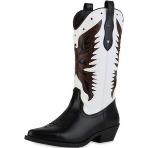 Van Hill Cowboylaarzen zwart / wit