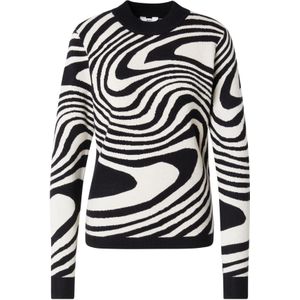 Object Trui Objray Knit Pullover Aop Noos 23040958 Black/sandshell Dames