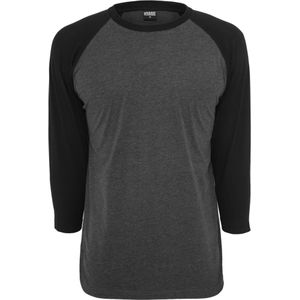 Urban Classics - Contrast 3/4 Sleeve Raglan T-shirt - L - Zwart/Grijs