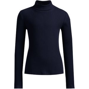 WE Fashion Ribgebreide Longsleeve Donkerblauw