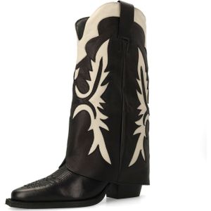 Sacha - Cowboylaarzen - Zwart - Leer - Met Witte Stiksels