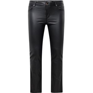 ONLY CARMAKOMA Coated High Waist Straight Fit Broek CARAUGUSTA Zwart