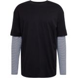 Urban Classics - Oversized Double Layer Striped Longsleeve shirt - Zwart