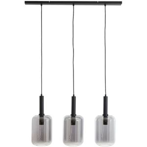 Light & Living Hanglamp Zwart-Smoke Glas 3L Lekar Ø 22 x 32cm