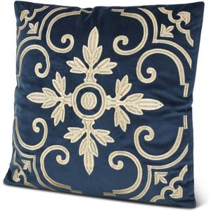 Kussen Oosters Goud-Blauw Barrok 45 x 45cm