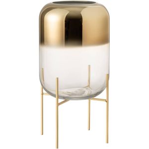 J-Line Vaas Glas Goud Transparant Large Oceanne