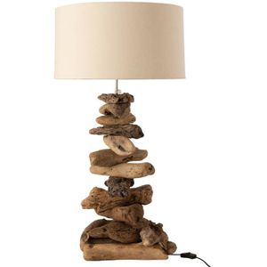J-Line Lamp met Kap Drijfhout Naturel Beige Small