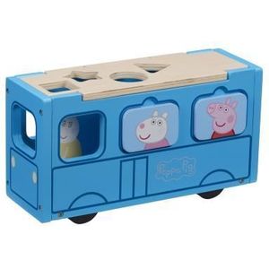 Peppa schoolbus met vormenstoof in hout