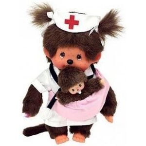 Monchhichi Meisje Verpleegster met pasgeboren baby 20cm