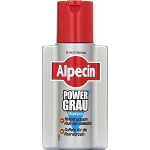 Alpecin PowerGrey Shampoo 200 ml – Versterkt Grijs Haar & Vermindert Gele Gloed – Met Koffeïnecomplex