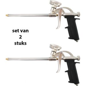 Set van 2 Verchroomde Purpistolen – Universele Schuimpistolen met Instelbare Opzetstukjes – Kit- en Montageschuim pistool
