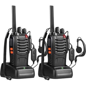 BAOFENG Portofoon 2 Stuks – Walkie Talkie 446 MHz – 5W – Tot 5 km Bereik – Met Oortjes & LED-zaklamp – Oplaadbaar – Voor Outdoor, Werk & Beveiliging