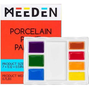 MEEDEN Porselein kunstenaar schilderij palet, 3-well keramische aquarel palet, 26 × 18,5 cm grote studio kunstenaar porselein aquarel verf palet, keramische menglade voor aquarel gouache schilderen