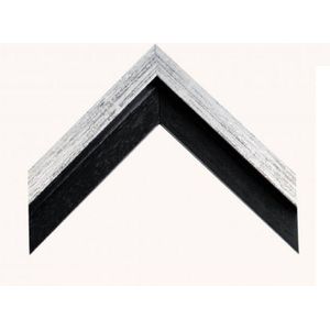 Baklijst blok zwart / zilver top - doekmaat 70x90cm