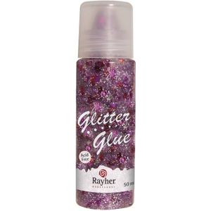 Rayher Glitterlijm grof 50ml 30-187 - 264 roze/zilver