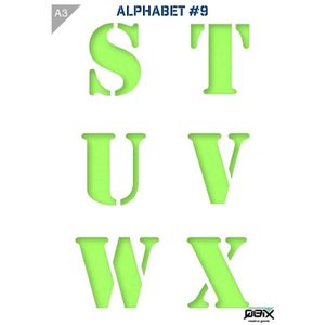 QBIX A3 sjabloon alphabet 9