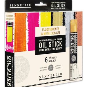 Sennelier Oilstick set 6x38ml fluo & metal