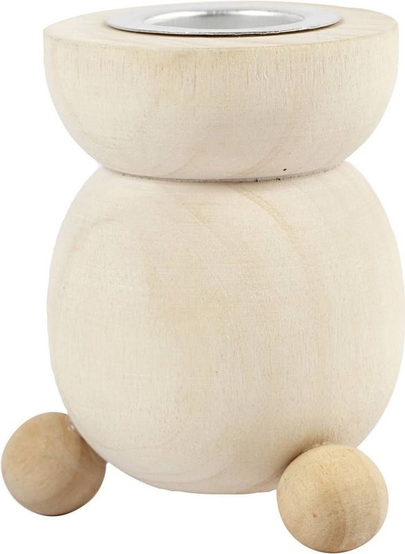 Creotime Kandelaar 4,8x4,8x6,5 Cm Hout/metaal Naturel