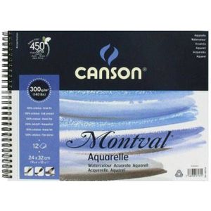 Canson Montval aquablok 300grs spiraal - 24x32 cm.