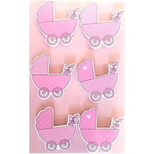 Glorex Houten stickers buggy roze 159