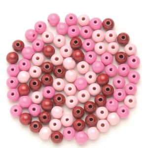 Glorex Nuance houten kralen roze - 1654.051 maat 10mm
