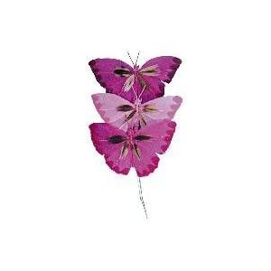 Rayher Vlinders van veren d.rozetinten - 85.122.33 d.roze 6 cm.