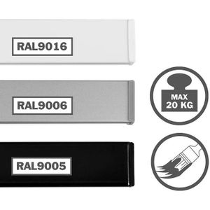 Stas Ophangsysteem cliprail 2mtr -2st - kleur zwart (RAL9005)