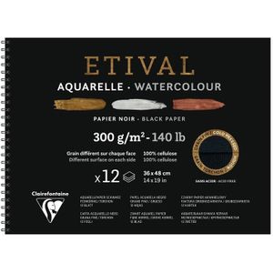 Clairefontaine Etival aquarelblok spiraal zwart - maat 24 x 30 cm