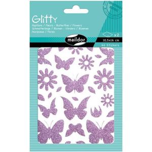 Maildor Glitty sticker bloem & vlinder