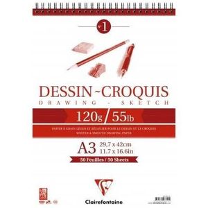 Clairefontaine Dessin croquis schetsblok 120 gr - blok A3