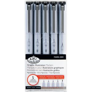 Royal & Langnickel Fineliner set 5 diktes zwart