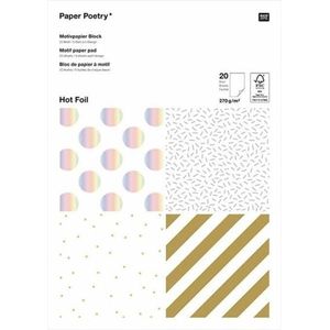 Rico Design Papierblok foil wit strips 50.52
