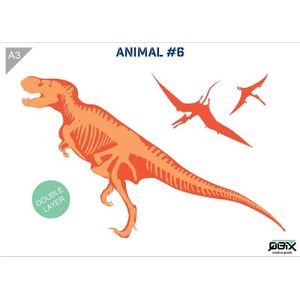 QBIX A3 sjabloon animals 6 dino