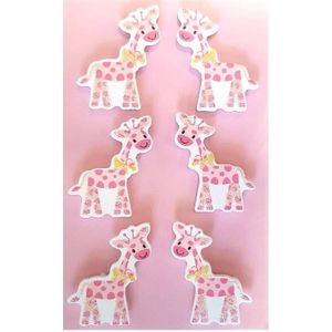 Glorex Houten stickers giraffe roze 155