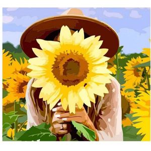 Rosa Schilderdoek girl with sunflower