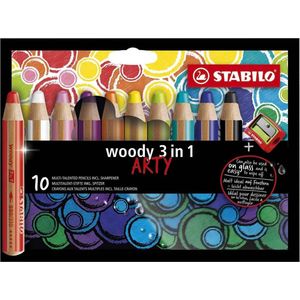 Stabilo  Woody set 10 kleuren + slijper