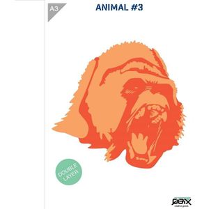 QBIX A3 sjabloon animals 3 ape
