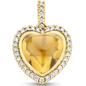 goud (geelgoud) hanger hart citrien 3.10ct en diamant 0.21ct h si 4024783