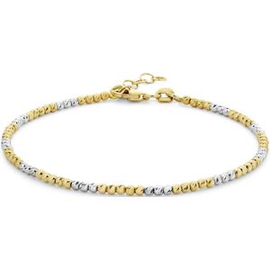 goud (bicolor goud geel/wit) armband bolletjes gediamanteerd 2,0 mm 17 + 2 cm 4208701