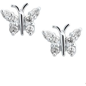 Zilveren Oorknoppen vlinder zirkonia 1015291